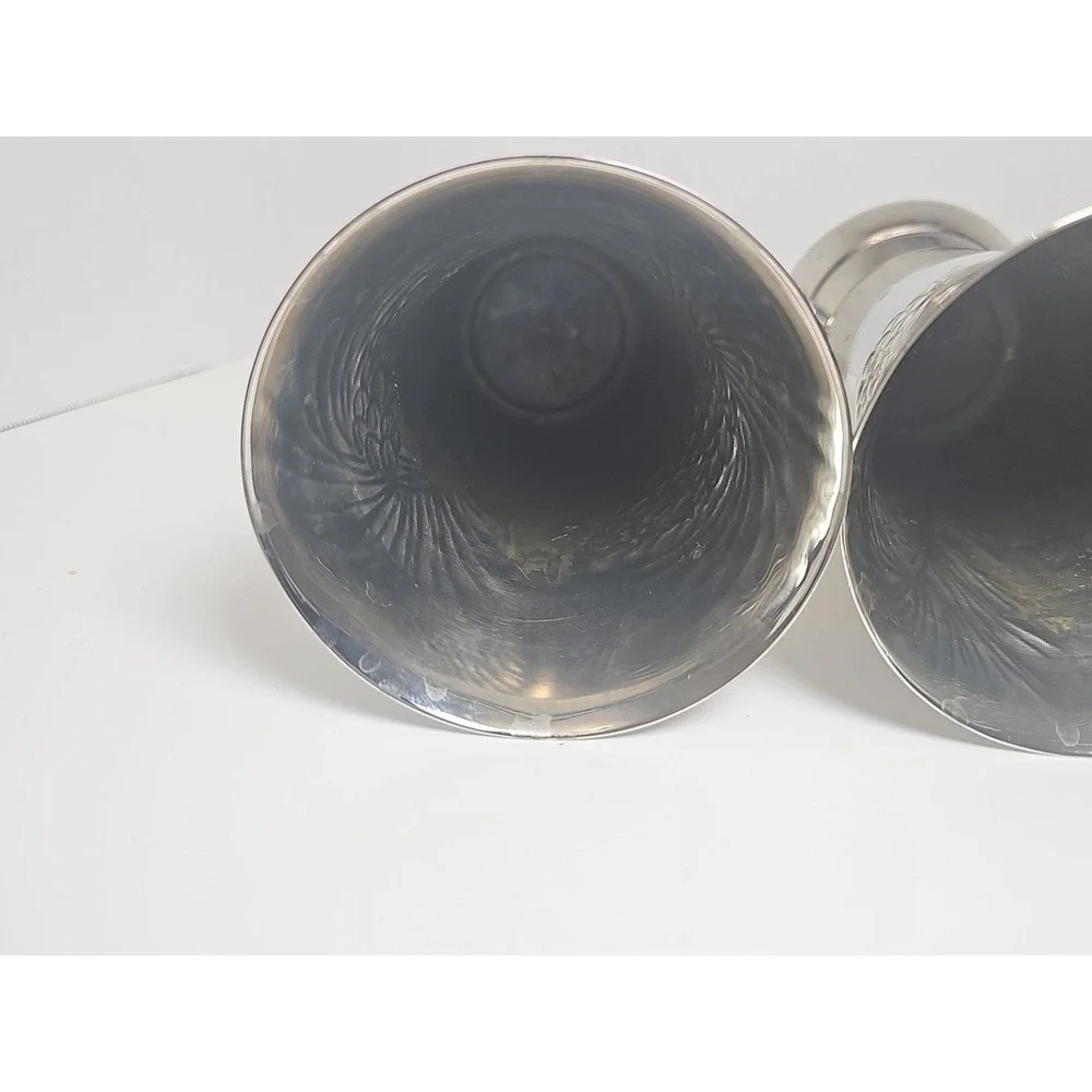 Set of‎ 3 Vintage Hallmark Table Vases Embossed Pine Cones Silver